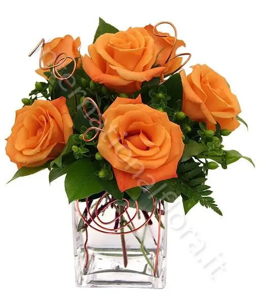 Bouquet di 5 Rose arancio Fiori a Domicilio