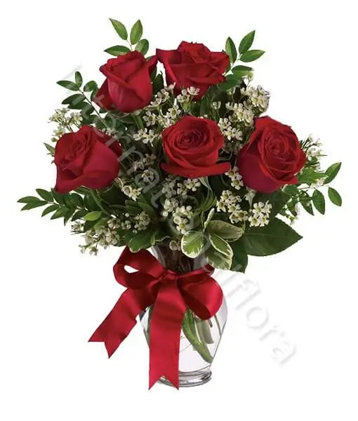 Bouquet di 5 Rose rosse Fiori a Domicilio
