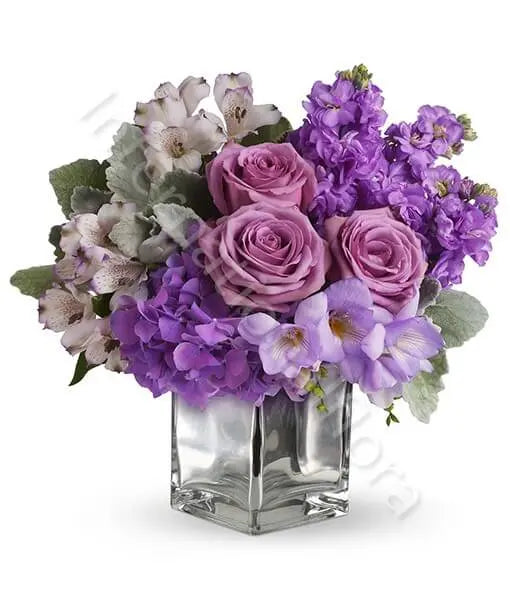 Bouquet di Alstroemeria, Rose, Ortensie e Lillà Fiori a Domicilio