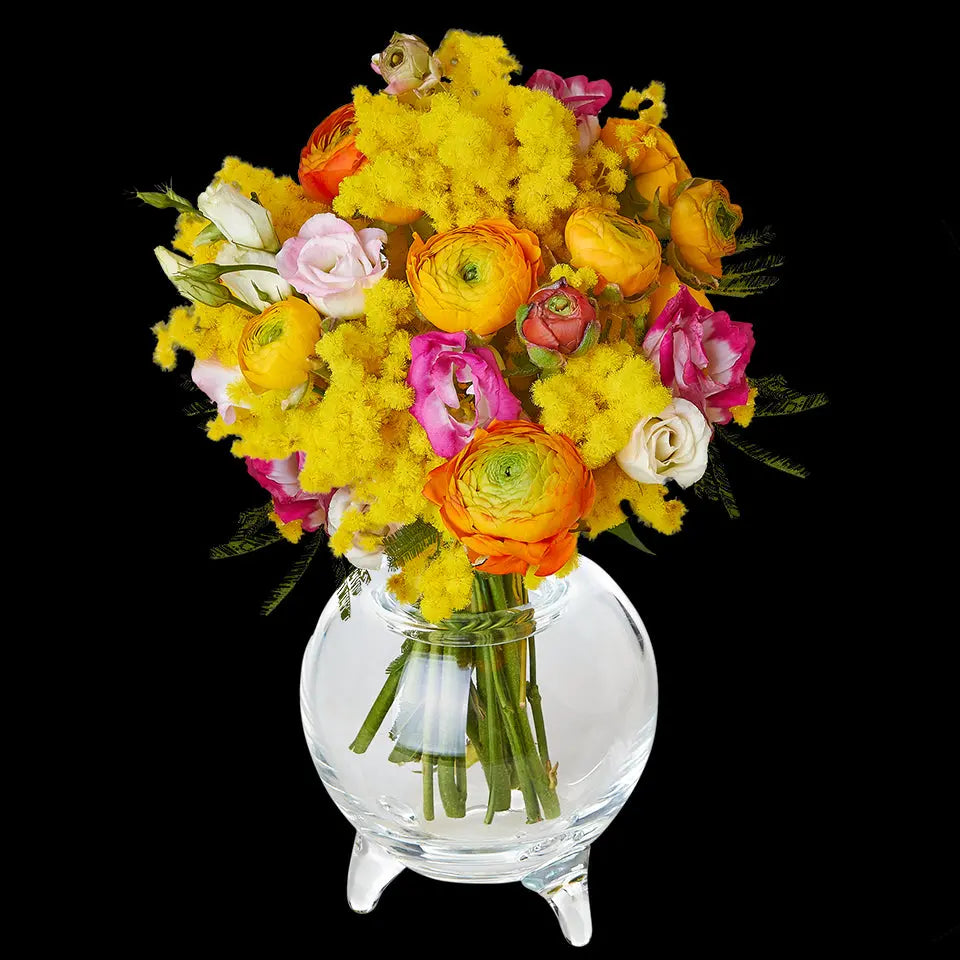Bouquet di mimosa con ranuncoli colorati Fiori a Domicilio