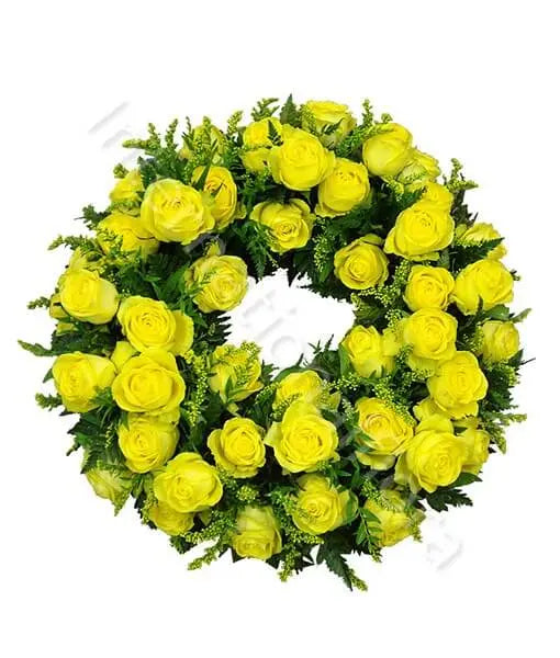 Corona funebre di Rose gialle Fiori a Domicilio