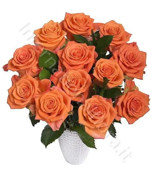 Boquet di 12 Rose arancio Fiori a Domicilio