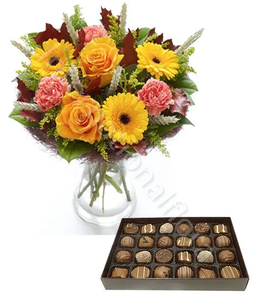 Bouquet Autunno con Scatola di Cioccolatini Fiori a Domicilio