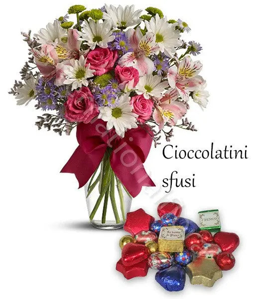 Bouquet beautiful di Fiori misti con Cioccolatini sfusi Fiori a Domicilio