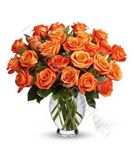 Bouquet di 24 Rose arancio Fiori a Domicilio