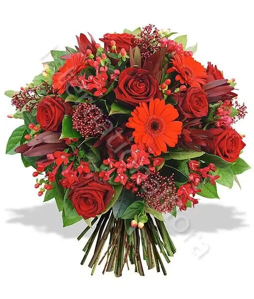 Bouquet di Rose e Gerbere rosse Fiori a Domicilio