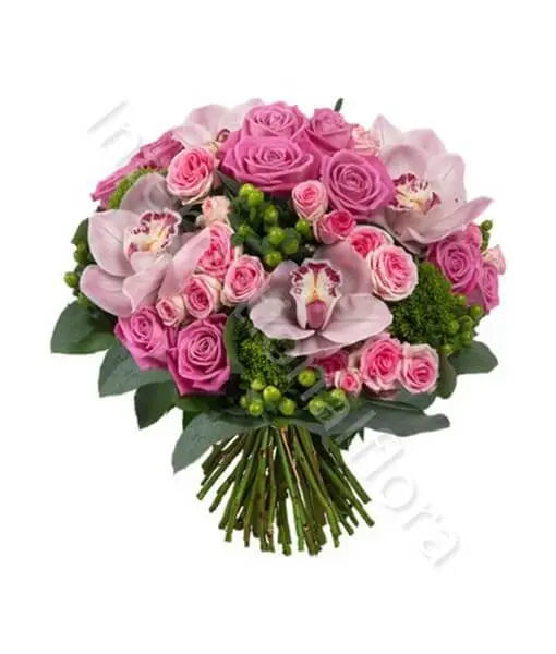 Bouquet di Rose, Roselline e Orchidee rosa Fiori a Domicilio