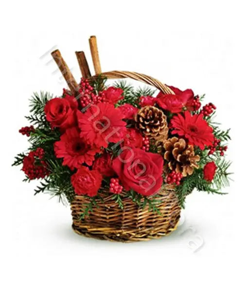 Cesto di Natale con Rose e Gerbere Fiori a Domicilio