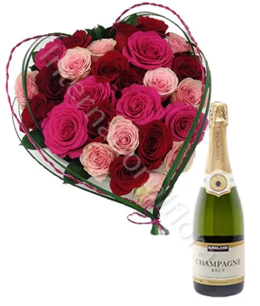 Cuore di Rose con Champagne Fiori a Domicilio