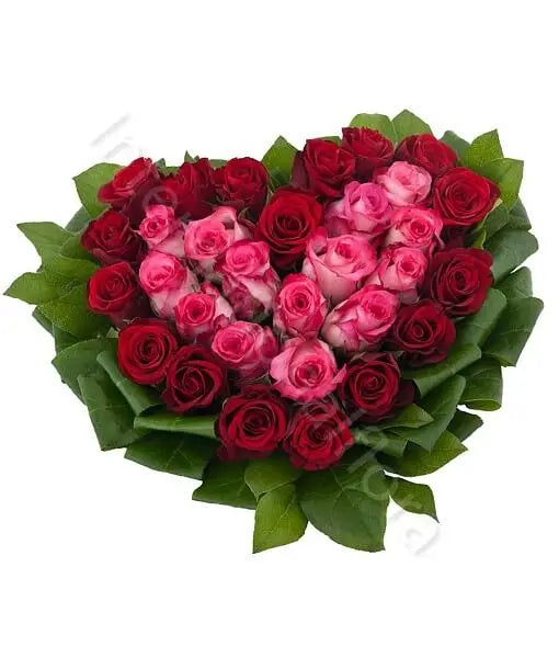 Cuore di Rose rosse e rosa Fiori a Domicilio