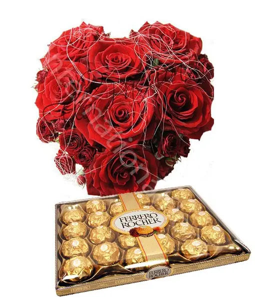 Piccolo Cuore di Rose rosse con Ferrero Rocher Fiori a Domicilio