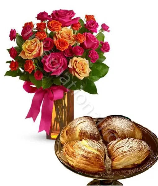 Sfogliatelle Napoletane con Bouquet Surprise Fiori a Domicilio